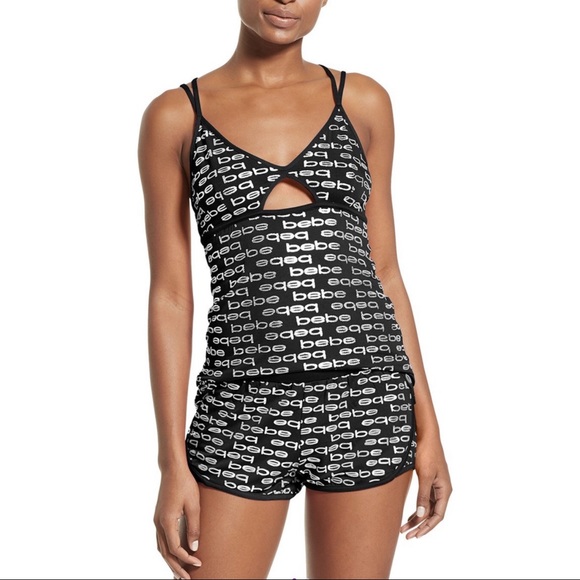 bebe Other - bebe Black Metallic Crisscross-Back Pajama Set